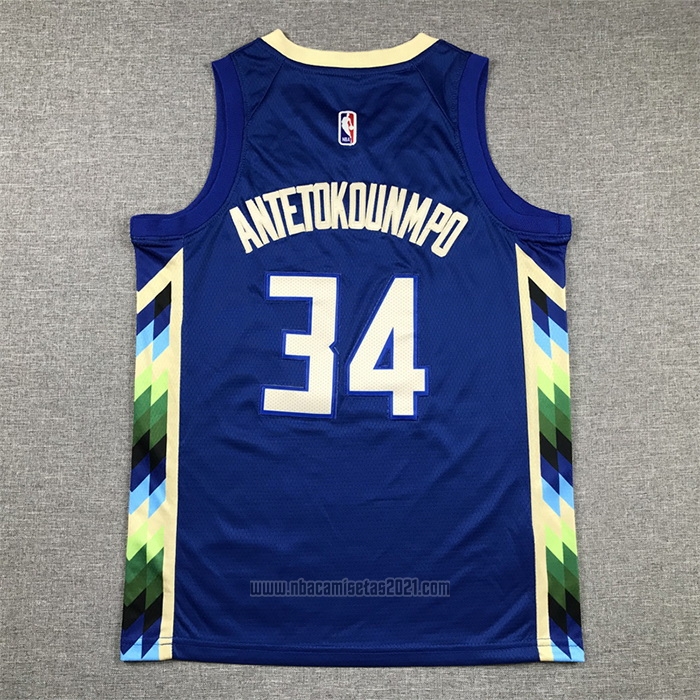 Camiseta Nino Milwaukee Bucks Giannis Antetokounmpo #34 Ciudad 2022-23 Azul